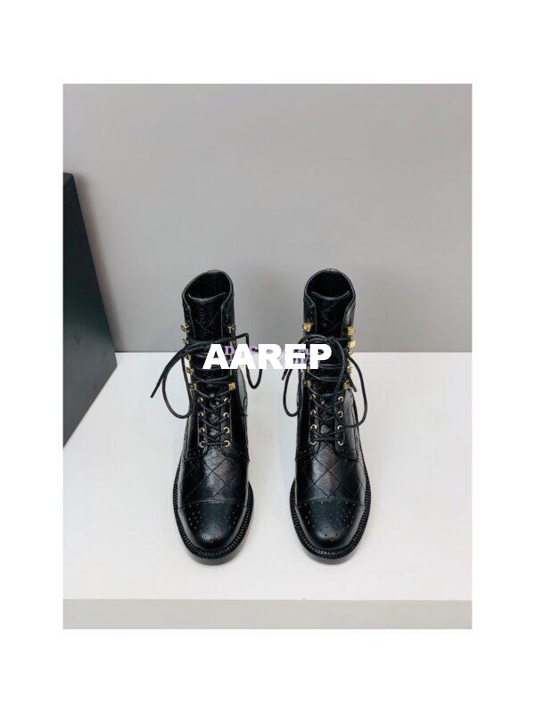 Replica Chanel Shiny Calfskin Lace Up G39211 Black 3