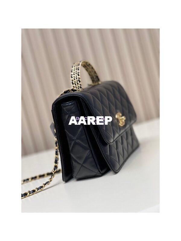 Replica Chanel Small Flap Bag with Top Handle in Shiny Calfskin AS3908 Black 8