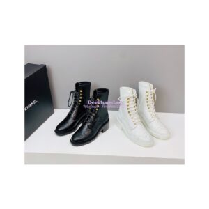 Replica Chanel Shiny Calfskin Lace Up G39211 Black 2