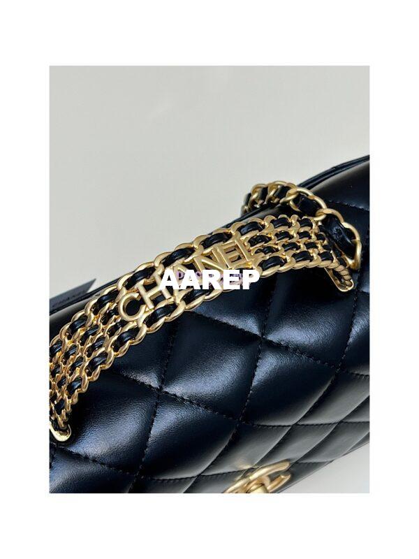Replica Chanel Small Flap Bag with Top Handle in Shiny Calfskin AS3908 Black 9