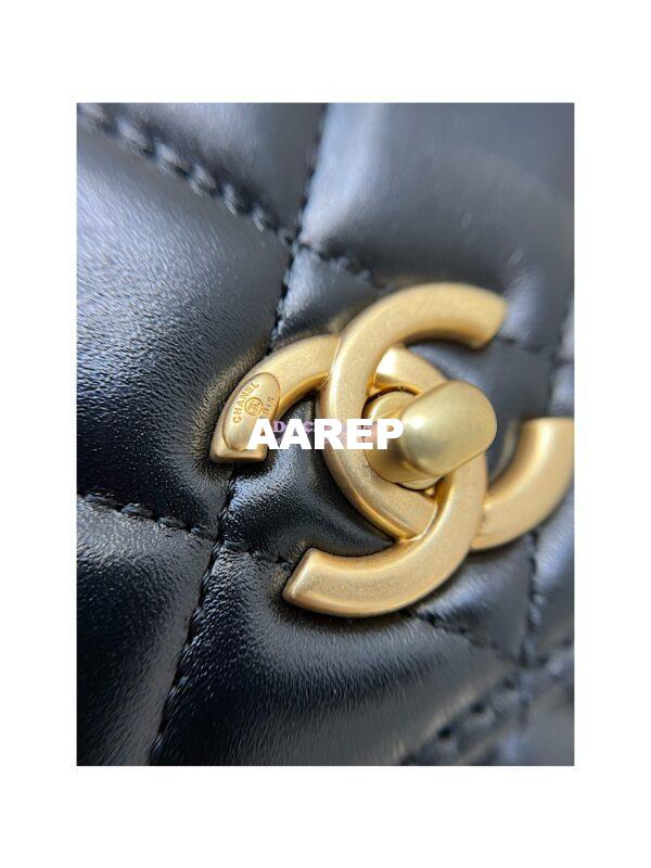 Replica Chanel Small Flap Bag with Top Handle in Shiny Calfskin AS3908 Black 10