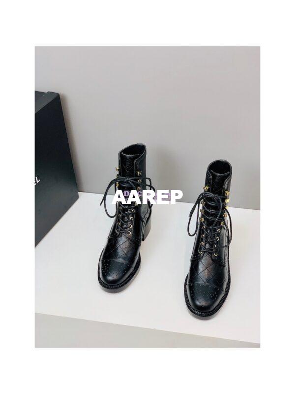 Replica Chanel Shiny Calfskin Lace Up G39211 Black 6