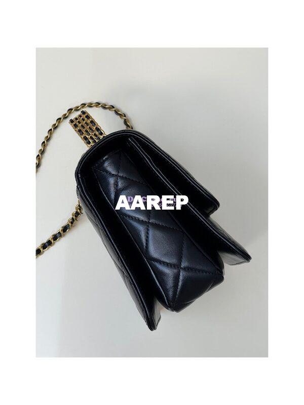 Replica Chanel Small Flap Bag with Top Handle in Shiny Calfskin AS3908 Black 11