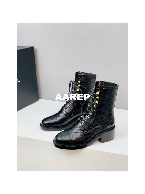 Replica Chanel Shiny Calfskin Lace Up G39211 Black 7