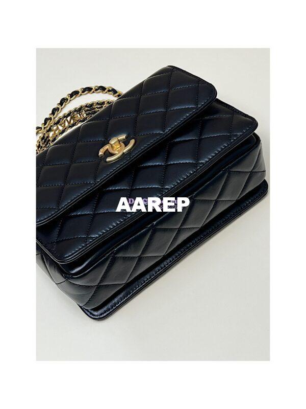 Replica Chanel Small Flap Bag with Top Handle in Shiny Calfskin AS3908 Black 12