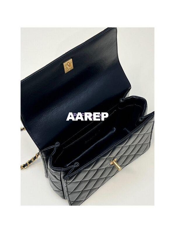 Replica Chanel Small Flap Bag with Top Handle in Shiny Calfskin AS3908 Black 13