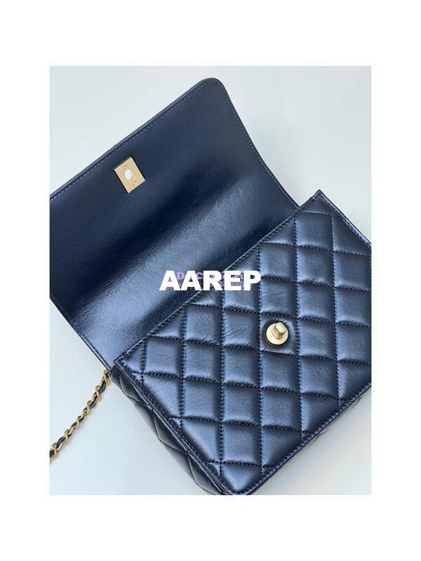 Replica Chanel Small Flap Bag with Top Handle in Shiny Calfskin AS3908 Black 15