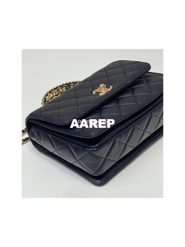 Replica Chanel Small Flap Bag with Top Handle in Shiny Calfskin AS3908 Black 16