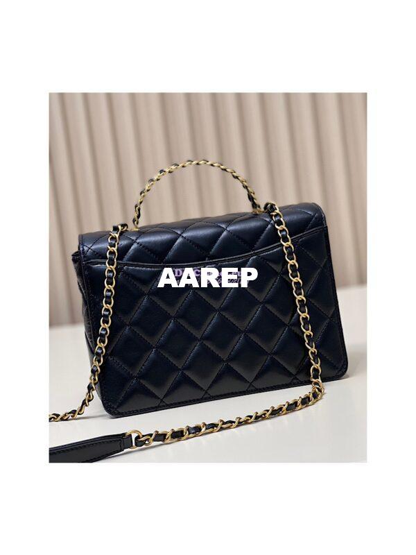 Replica Chanel Small Flap Bag with Top Handle in Shiny Calfskin AS3908 Black 17