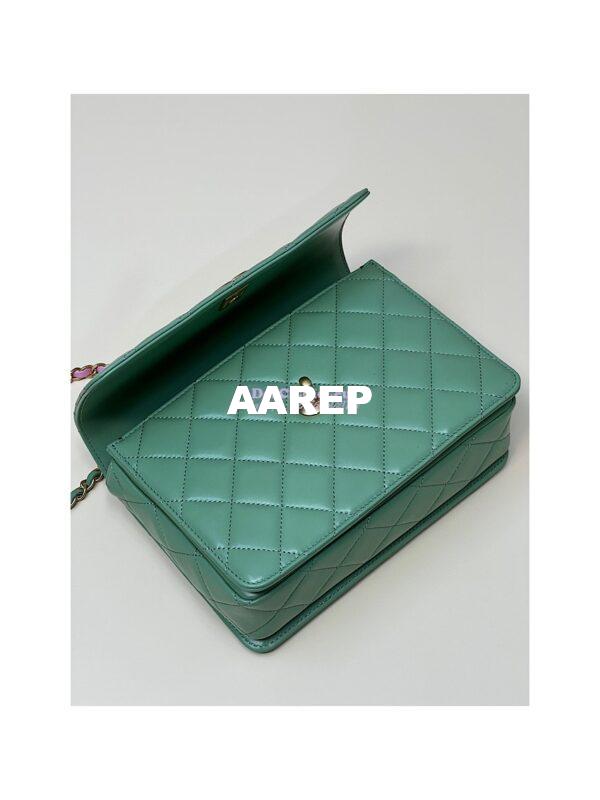Replica Chanel Small Flap Bag with Top Handle in Shiny Calfskin AS3908 Light Green 6