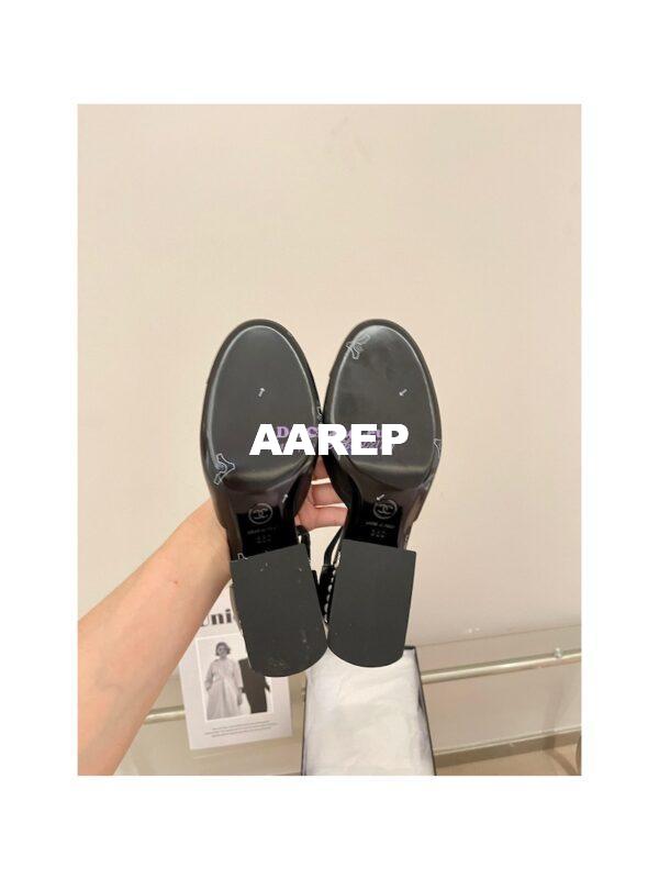 Replica Chanel Mary Janes Shiny Goatskin with Pearls G39250 Black 10