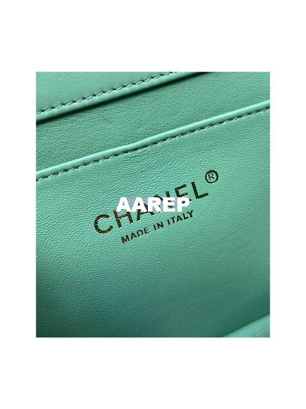 Replica Chanel Small Flap Bag with Top Handle in Shiny Calfskin AS3908 Light Green 8