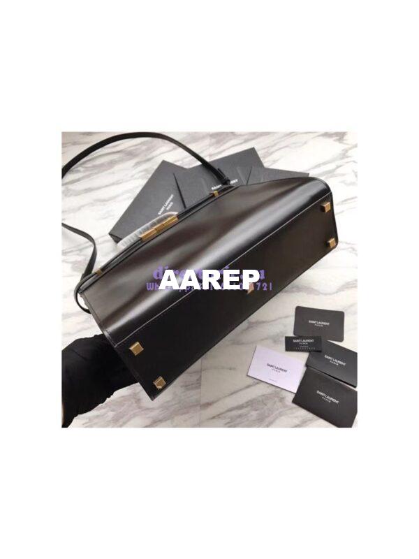 Replica YSL Saint Laurent Manhattan small shopping in black smooth leather 5