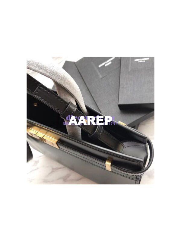 Replica YSL Saint Laurent Manhattan small shopping in black smooth leather 7