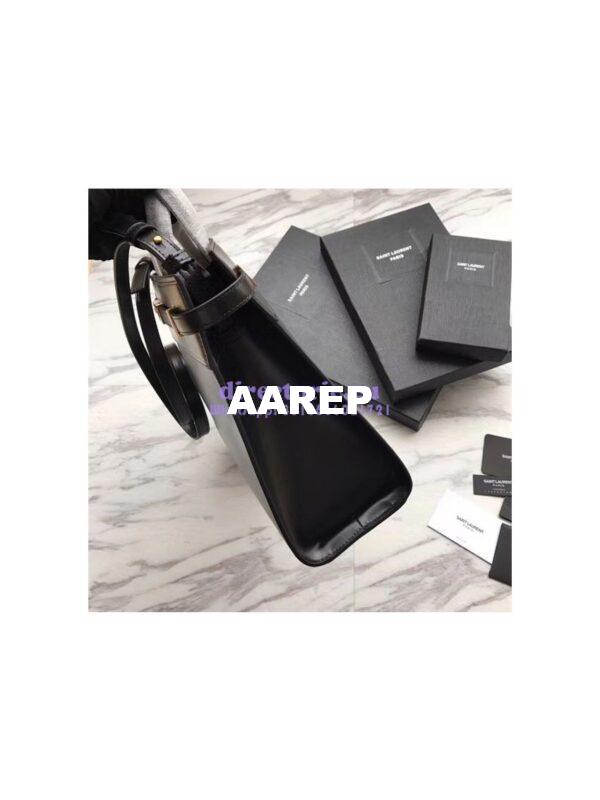 Replica YSL Saint Laurent Manhattan small shopping in black smooth leather 9