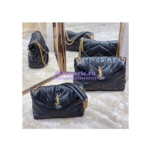 Replica Yves Saint Laurent YSL Loulou Puffer Small Bag In Quilted Lambskin 577476 Black Gold Hardware