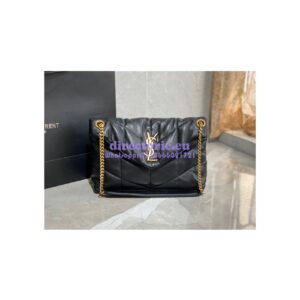 Replica Yves Saint Laurent YSL Loulou Puffer Small Bag In Quilted Lambskin 577476 Black Gold Hardware 2