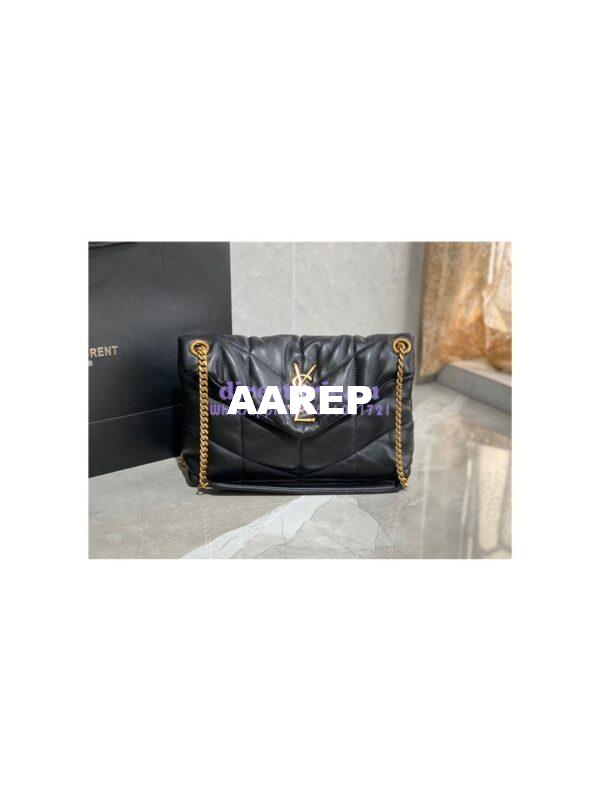 Replica Yves Saint Laurent YSL Loulou Puffer Small Bag In Quilted Lambskin 577476 Black Gold Hardware 2