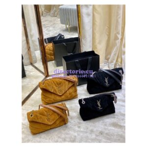 Replica YSL Saint Laurent Loulou Puffer Small Bag In Quilted Suede And Lambskin 577476 Black