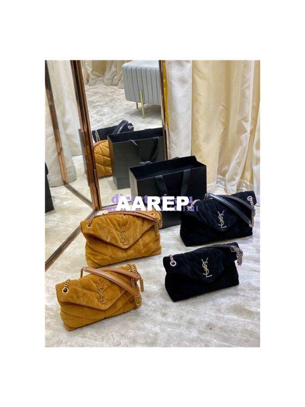 Replica YSL Saint Laurent Loulou Puffer Small Bag In Quilted Suede And Lambskin 577476 Black 3