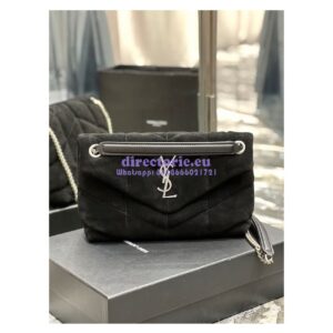 Replica YSL Saint Laurent Loulou Puffer Small Bag In Quilted Suede And Lambskin 577476 Black 2