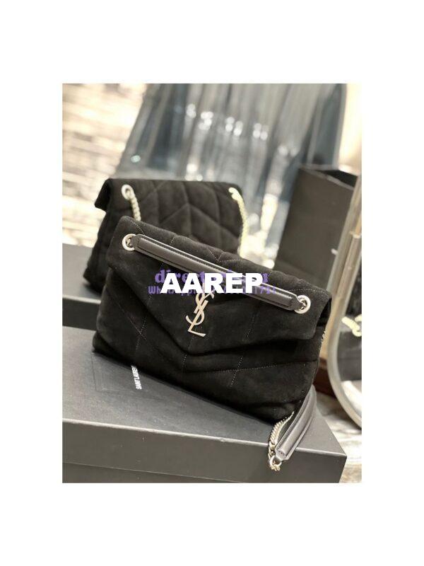 Replica YSL Saint Laurent Loulou Puffer Small Bag In Quilted Suede And Lambskin 577476 Black 5
