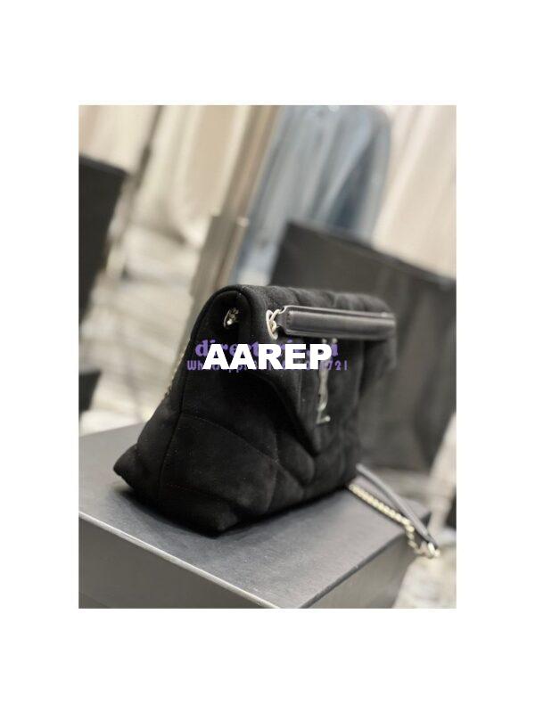 Replica YSL Saint Laurent Loulou Puffer Small Bag In Quilted Suede And Lambskin 577476 Black 6