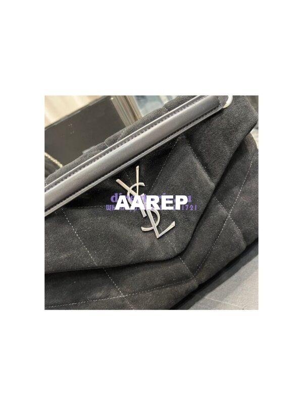 Replica YSL Saint Laurent Loulou Puffer Small Bag In Quilted Suede And Lambskin 577476 Black 7