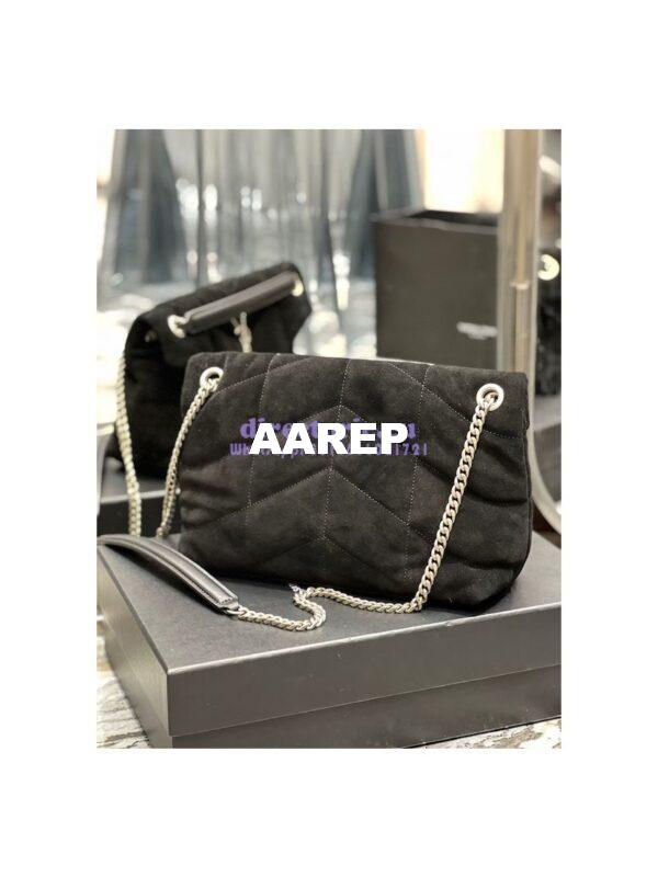 Replica YSL Saint Laurent Loulou Puffer Small Bag In Quilted Suede And Lambskin 577476 Black 8