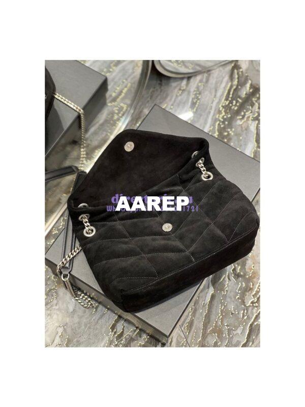 Replica YSL Saint Laurent Loulou Puffer Small Bag In Quilted Suede And Lambskin 577476 Black 9