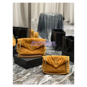 Replica YSL Saint Laurent Loulou Puffer Small Bag In Quilted Suede And Lambskin 577476 Tan