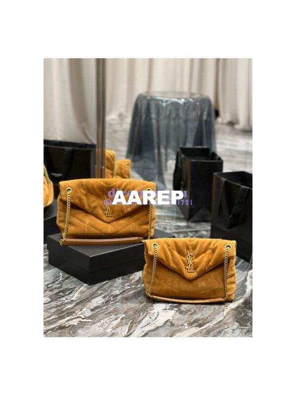 Replica YSL Saint Laurent Loulou Puffer Small Bag In Quilted Suede And Lambskin 577476 Tan 3