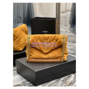 Replica YSL Saint Laurent Loulou Puffer Small Bag In Quilted Suede And Lambskin 577476 Tan 2