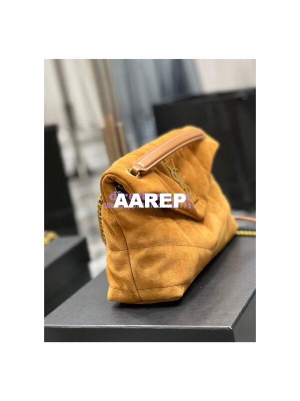 Replica YSL Saint Laurent Loulou Puffer Small Bag In Quilted Suede And Lambskin 577476 Tan 8