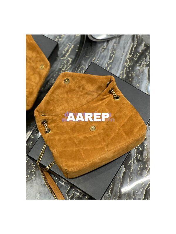 Replica YSL Saint Laurent Loulou Puffer Small Bag In Quilted Suede And Lambskin 577476 Tan 10
