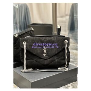 Replica YSL Saint Laurent Loulou Puffer Medium Bag In Quilted Suede And Lambskin 5774751 Black 2