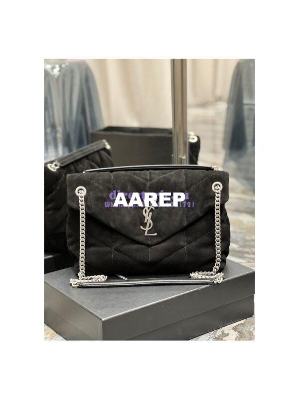 Replica YSL Saint Laurent Loulou Puffer Medium Bag In Quilted Suede And Lambskin 5774751 Black 4