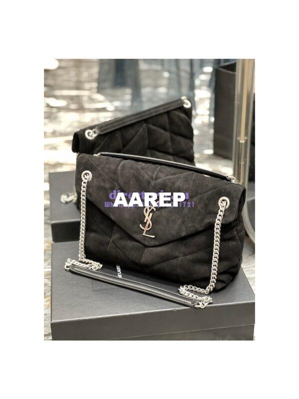 Replica YSL Saint Laurent Loulou Puffer Medium Bag In Quilted Suede And Lambskin 5774751 Black 5