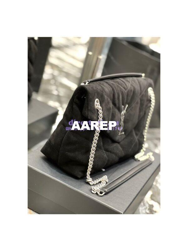 Replica YSL Saint Laurent Loulou Puffer Medium Bag In Quilted Suede And Lambskin 5774751 Black 7