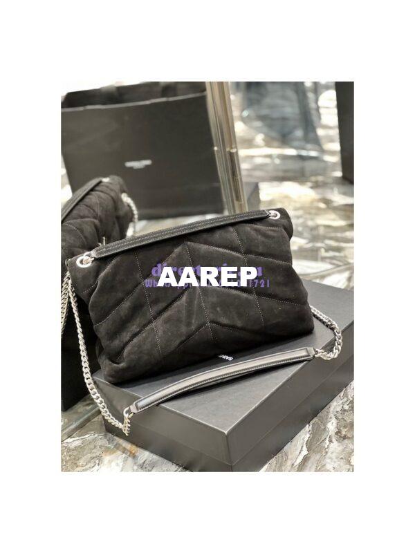 Replica YSL Saint Laurent Loulou Puffer Medium Bag In Quilted Suede And Lambskin 5774751 Black 10