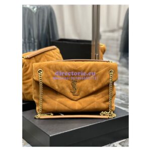 Replica YSL Saint Laurent Loulou Puffer Medium Bag In Quilted Suede And Lambskin 5774751 Tan