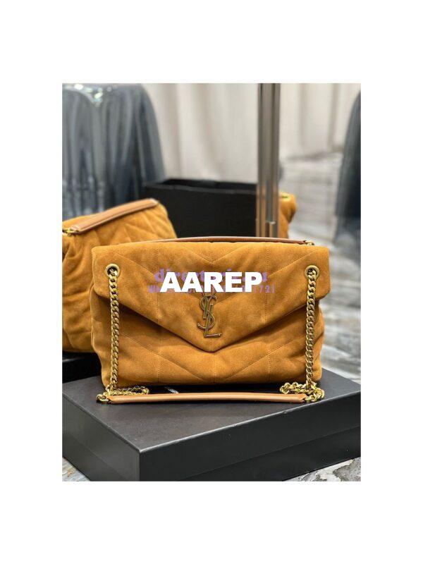 Replica YSL Saint Laurent Loulou Puffer Medium Bag In Quilted Suede And Lambskin 5774751 Tan 3