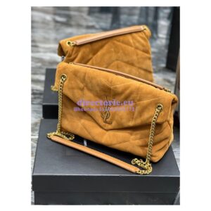 Replica YSL Saint Laurent Loulou Puffer Medium Bag In Quilted Suede And Lambskin 5774751 Tan 2