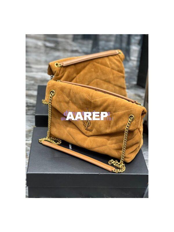Replica YSL Saint Laurent Loulou Puffer Medium Bag In Quilted Suede And Lambskin 5774751 Tan 4