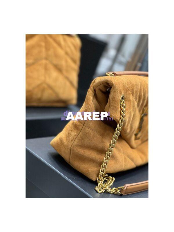 Replica YSL Saint Laurent Loulou Puffer Medium Bag In Quilted Suede And Lambskin 5774751 Tan 5