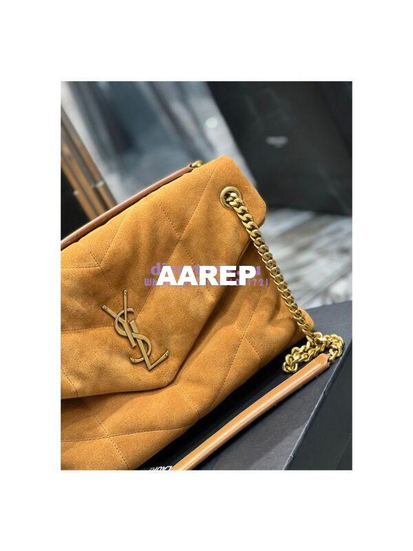 Replica YSL Saint Laurent Loulou Puffer Medium Bag In Quilted Suede And Lambskin 5774751 Tan 6
