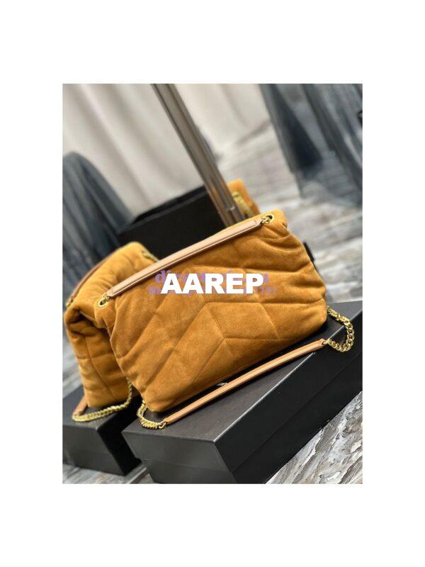Replica YSL Saint Laurent Loulou Puffer Medium Bag In Quilted Suede And Lambskin 5774751 Tan 10