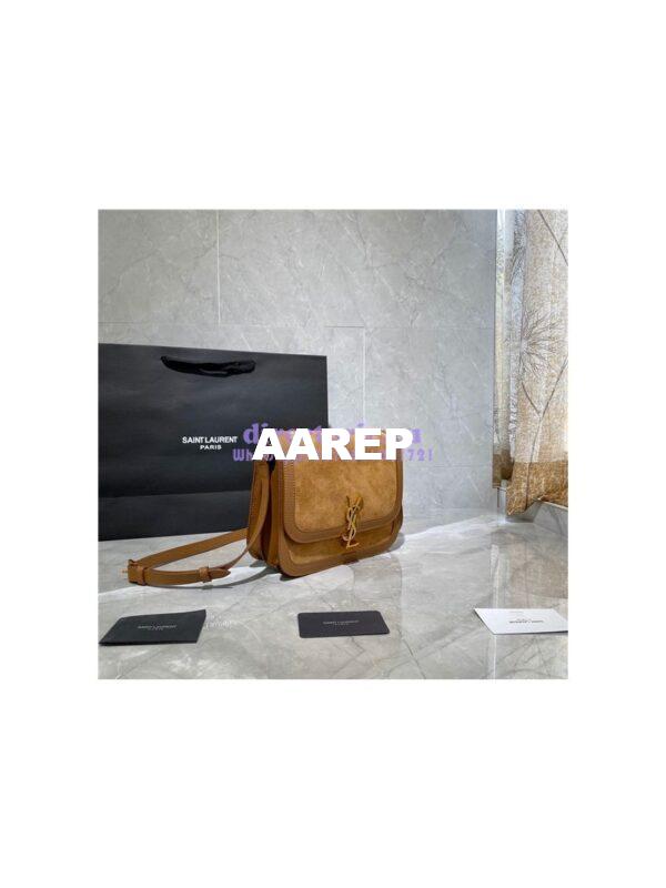 Replica YSL Saint Laurent Solferino Medium Soft Satchel In Suede And Smooth Leather 635025 Cinnamon 4