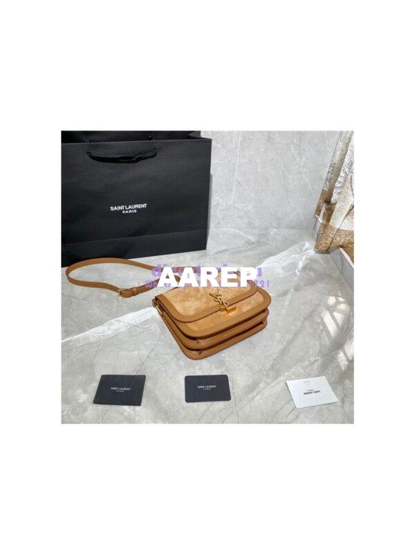 Replica YSL Saint Laurent Solferino Medium Soft Satchel In Suede And Smooth Leather 635025 Cinnamon 9