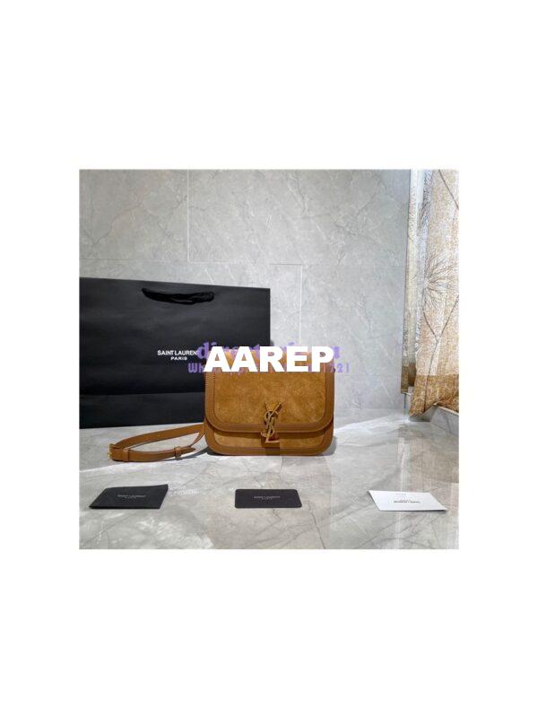 Replica YSL Saint Laurent Solferino Medium Soft Satchel In Suede And Smooth Leather 635025 Cinnamon 12